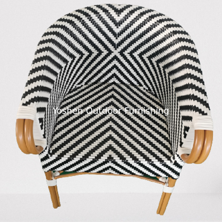 Meubles de jardin en bambou en coton plastique tissé en coton de rotin chaise de luxe pour manger en extérieur appuie-bras zèbre chai---6306