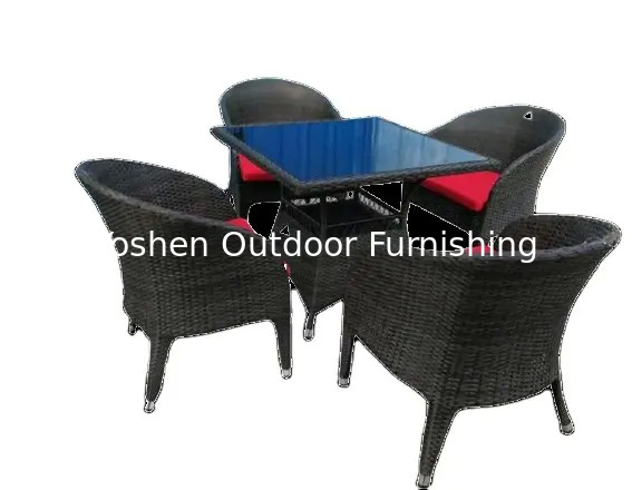 Hôtel meubles de salle à manger de jardin en osier rattan ensemble de meubles de patio resort ensemble de salle à manger en plastique extérieur---8001A