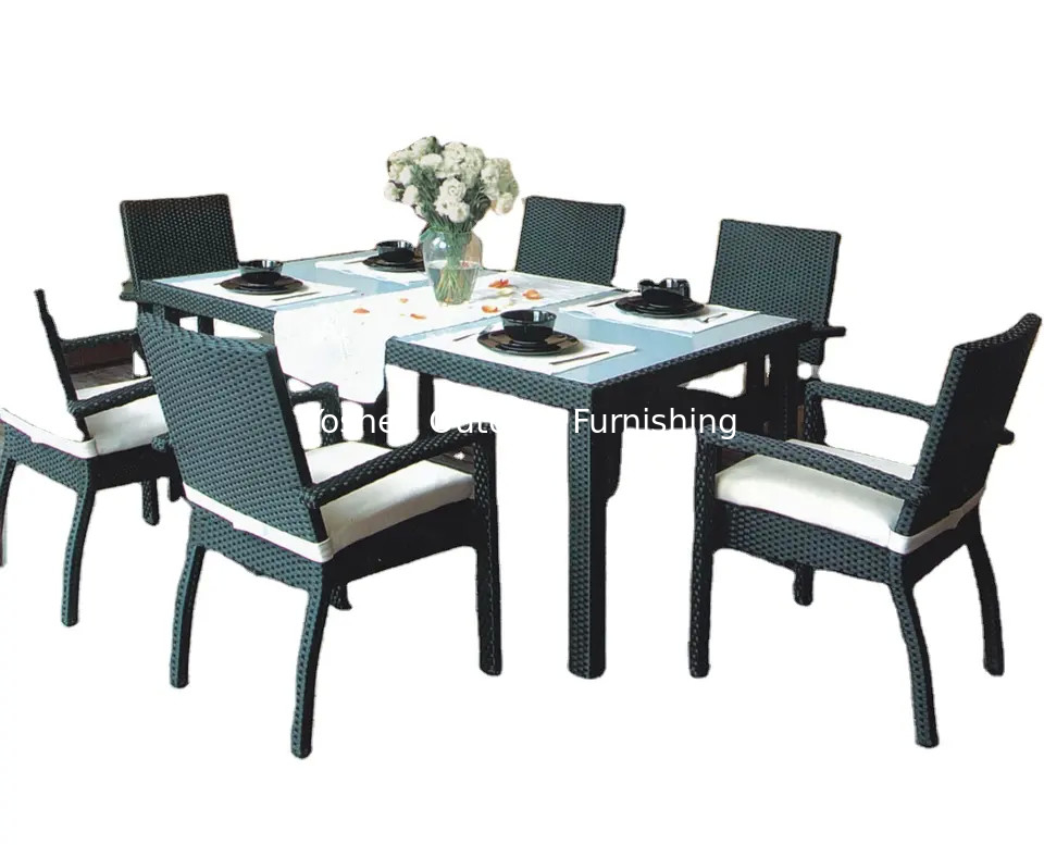 Des chaises de salle à manger en rotin en plein air à 6 places des fauteuils à bras en plastique en osier de jardin moins des chaises avec table---8008