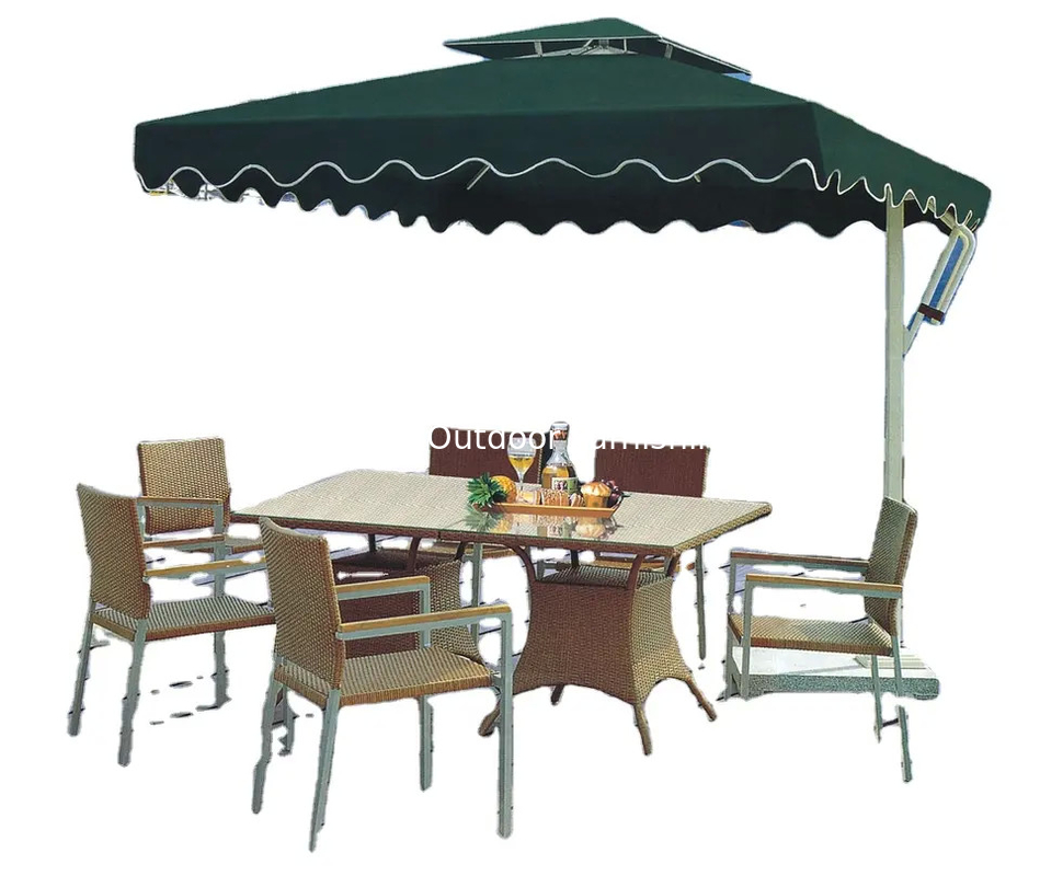 Meubles de patio en 6 pièces fauteuils à bras meubles extérieurs en bois plastique garde-corps ensemble de salle à manger avec meubles de jardin --- 8080