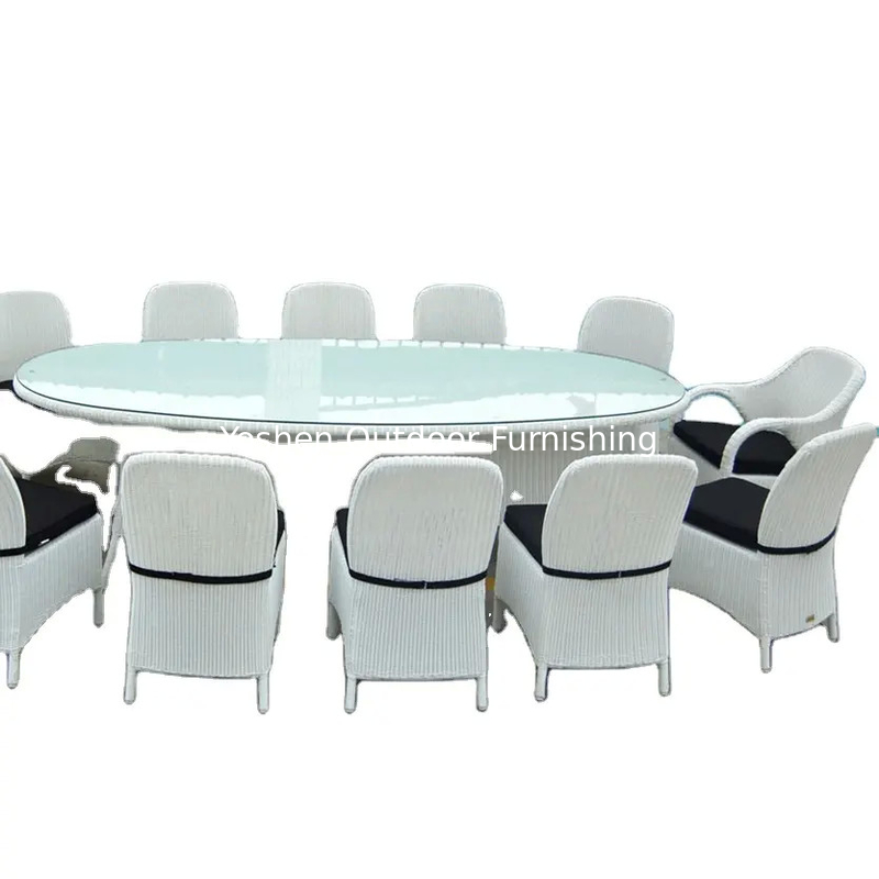 Meubles de piscine d'hôtel de luxe 12 sièges fauteuils à bras table meubles de mariage blanc bras moins chaises meubles d'extérieur---8155