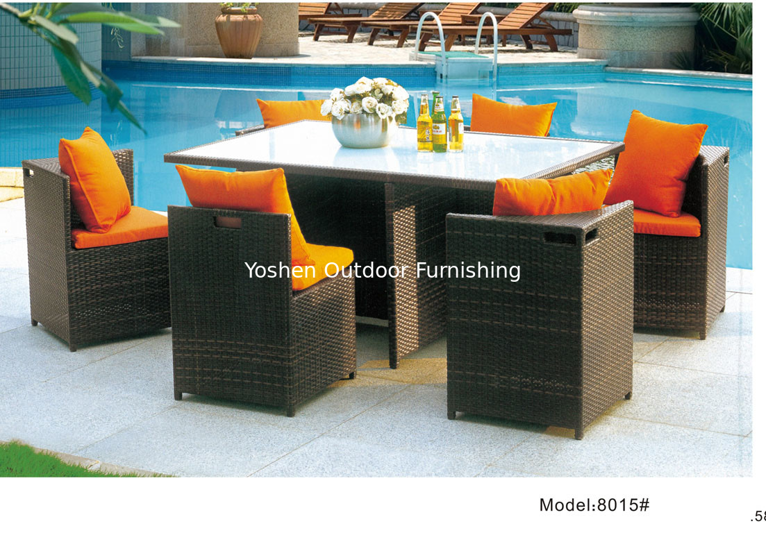 Ensemble de 6 pièces en écorce de rotin en PE pour patio extérieur pour 4 personnes avec 2 fauteuils et 2 fauteuils sans bras-8015