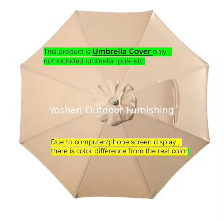 10 pieds Parasole beige de remplacement Couvre 8 côtes Marché Patio Parapluie Canopy Couverture toile pour parapluies extérieurs