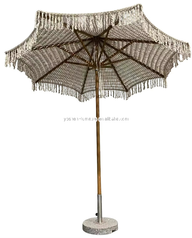 9 pieds Nouveau design parapluie de plage tissée personnalisée Coton corde Macrame parasols frottis faits à la main parapluie de canopée tissée