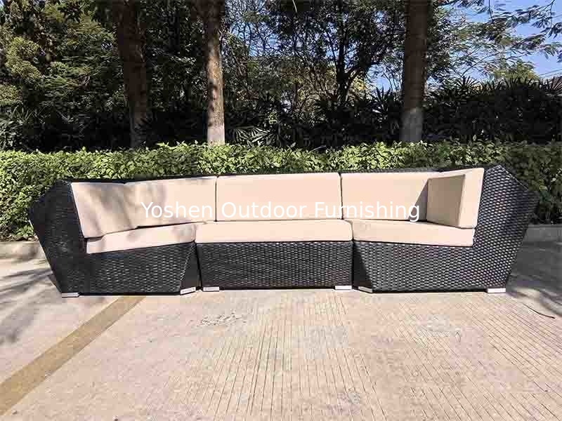 Meubles de terrasse siège salon extérieur canapé en rotin noir en osier canapé de jardin de luxe meubles d'extérieur canapés de patio ensemble de meubles YS8000