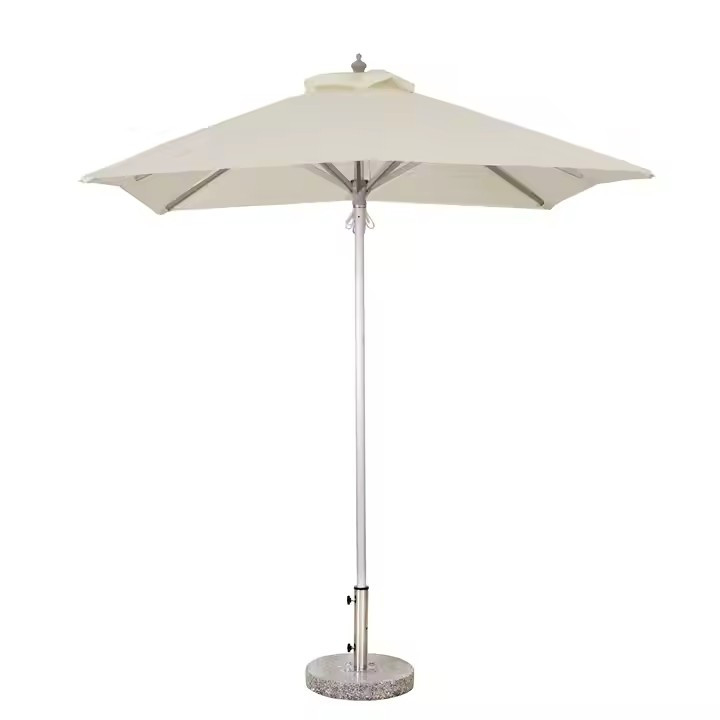 Parasol de plage à mât central en aluminium de 6,6 pieds, parasol de patio extérieur, cabane de villégiature, hôtel, parasol blanc