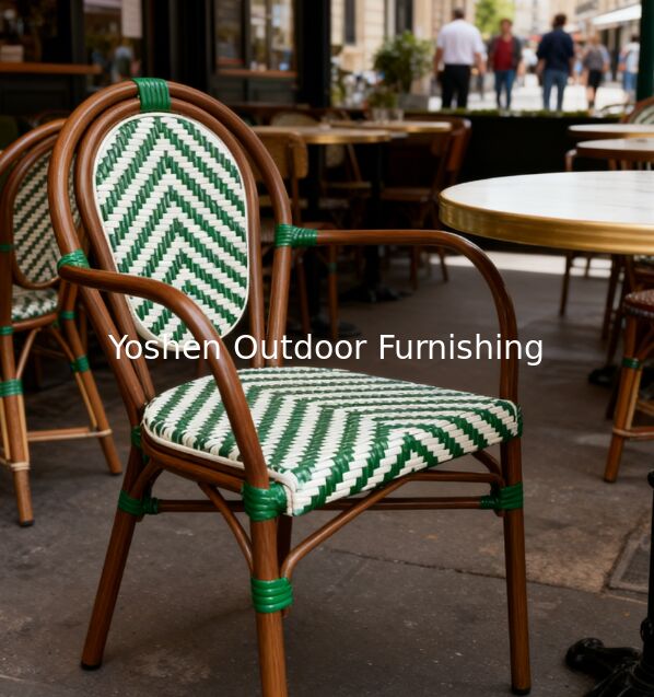 Chaise verte commerciale extérieure en coton synthétique et en bambou
