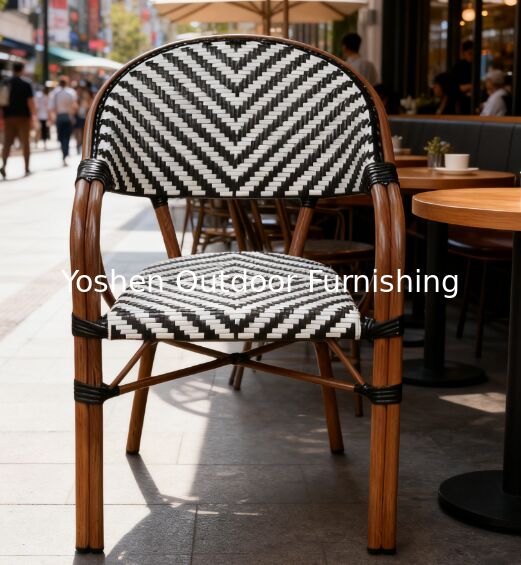 Yoshen Black and White Outdoor Furniture French Style Bistro Dining Arm Chair