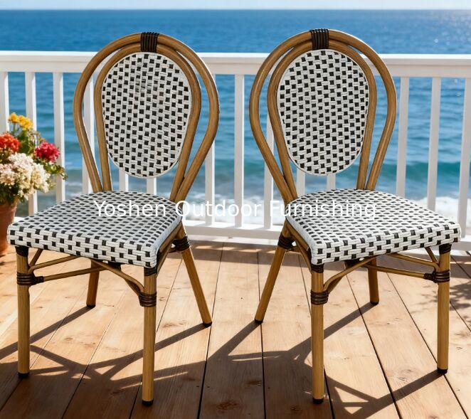 Chaise de piscine d'extérieur empilable, résistante aux intempéries et imperméable, design de style français pour piscine, jardin, hôtel