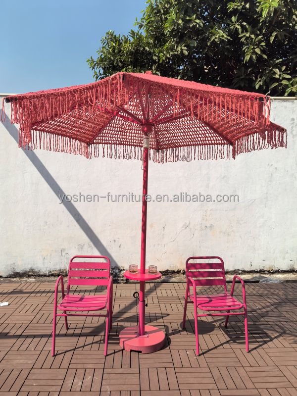 14.5' portable Table de parapluie Patio étagère de la piscine boisson Stand blanc en plastique rond Table de plage de parapluie extérieure 1