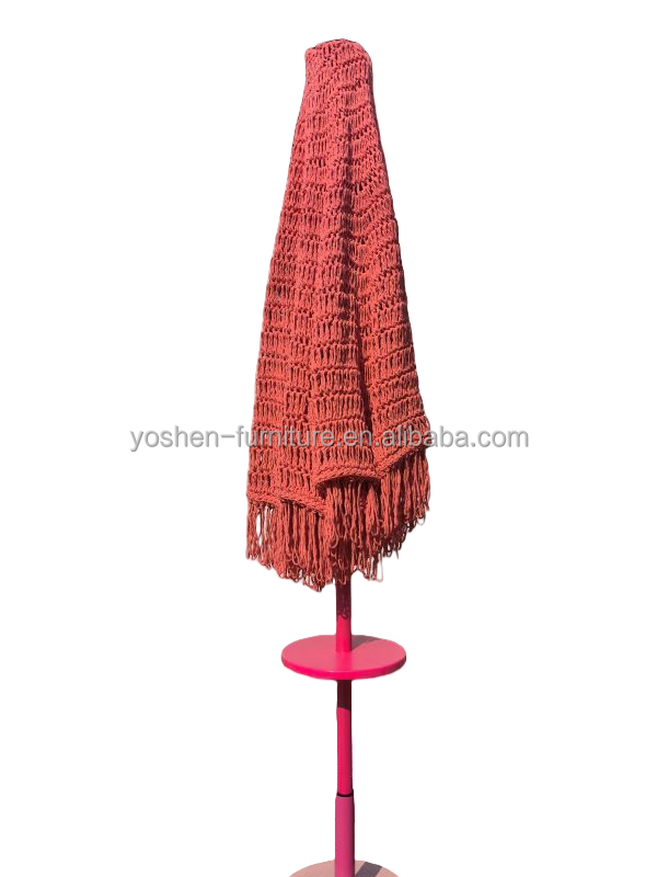 14.5' portable Table de parapluie Patio étagère de la piscine boisson Stand blanc en plastique rond Table de plage de parapluie extérieure 2