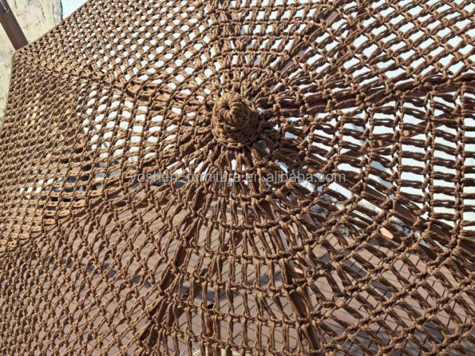 9 pieds de café chocolat extérieur Macrame cordes de parapluie de plage parapluie à crochet tissé Tassel parapluie de marché 3