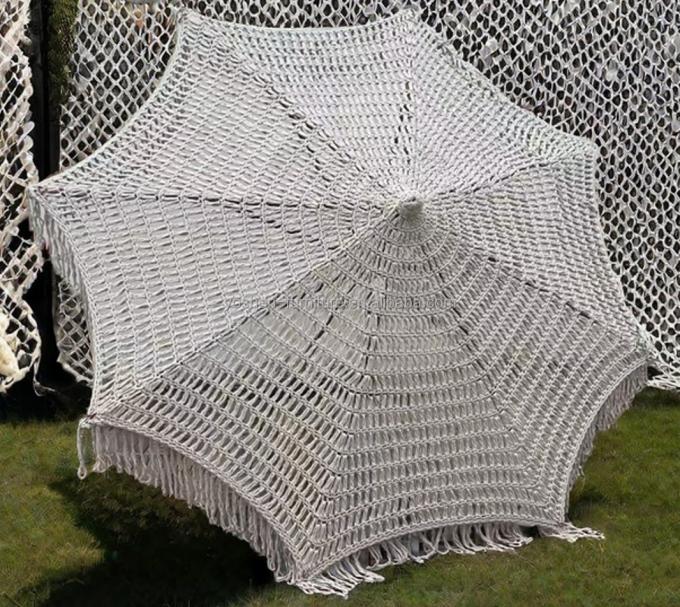 9 pieds de plage extérieure verte Tassel parapluie parapluie hôtel Crochet parapluie tissée Macrame parapluie 6