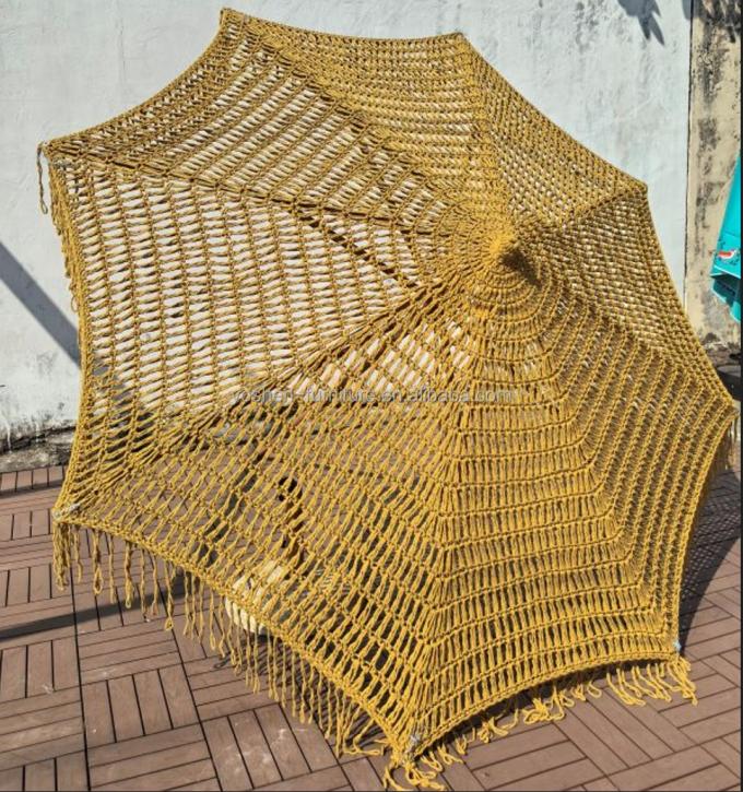 9 pieds jaune INS Trend Resort parapluie parapluie tissée à crochet parapluie Tassel Macrame 1