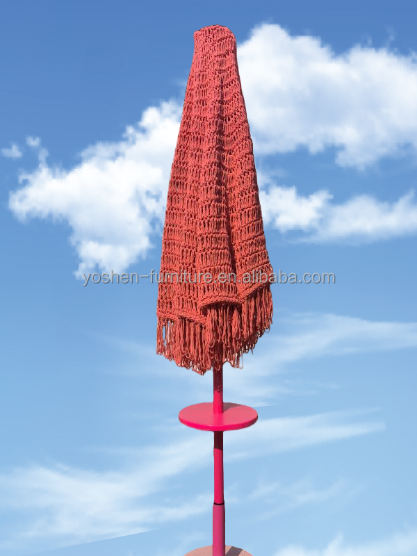 9 pieds Rouge rose coloré Marché extérieur cordes de parapluie Macrame tissé parapluie Crochet tissé parapluie parapluie 2