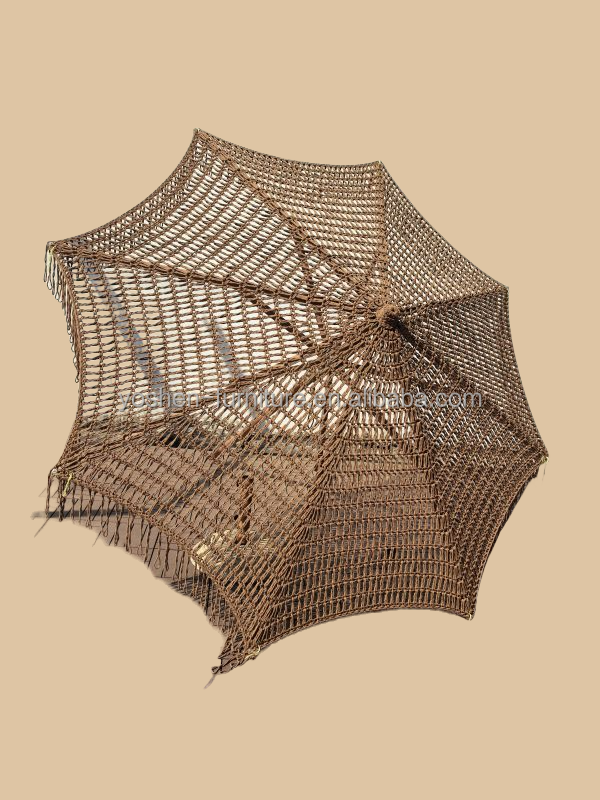 9 pieds Rouge rose coloré Marché extérieur cordes de parapluie Macrame tissé parapluie Crochet tissé parapluie parapluie 9