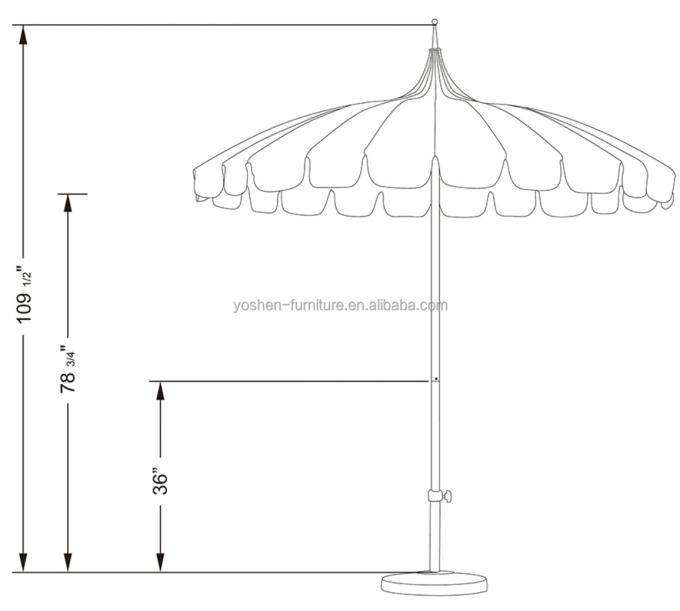 8.5 FT Pagoda en acier inoxydable en forme de marché parapluie en fibre de verre bande de côtes Pagoda parapluies commerciaux de patio 1