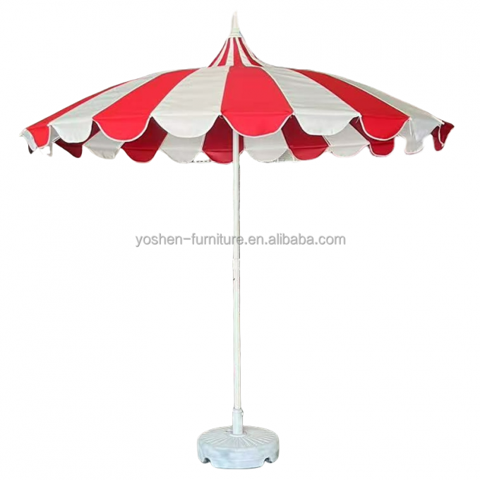8.5 FT Pagoda en acier inoxydable en forme de marché parapluie en fibre de verre bande de côtes Pagoda parapluies commerciaux de patio 2