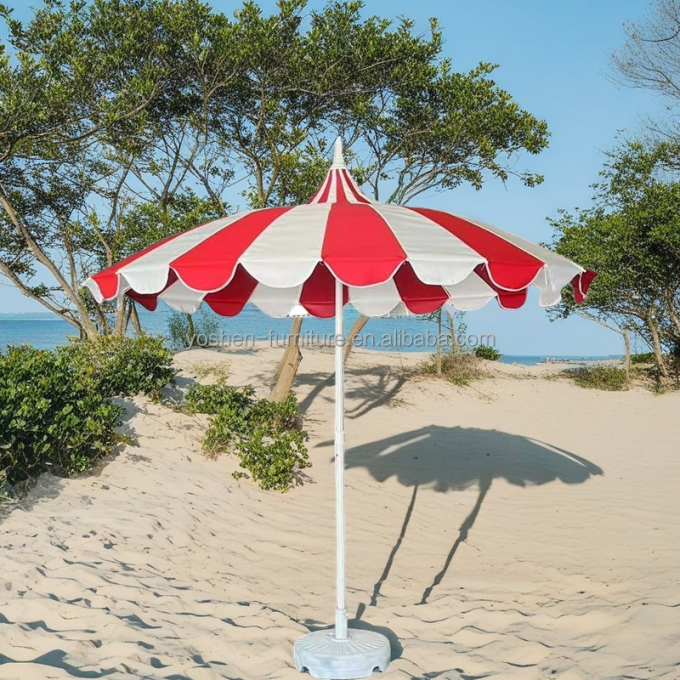 8.5 FT Pagoda en acier inoxydable en forme de marché parapluie en fibre de verre bande de côtes Pagoda parapluies commerciaux de patio 3