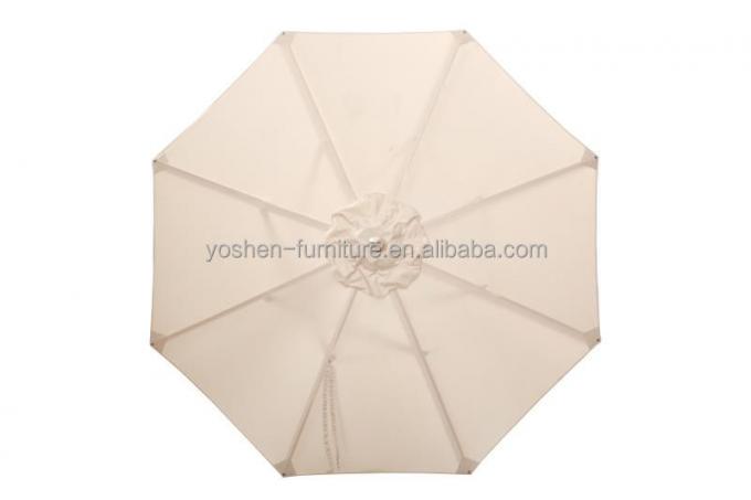 Toutes les conditions météorologiques 10 pieds plage extérieure ronde toile Parasol en bois Hôtel Resort Picnic Teak Pole Parapluie Ombrage 3