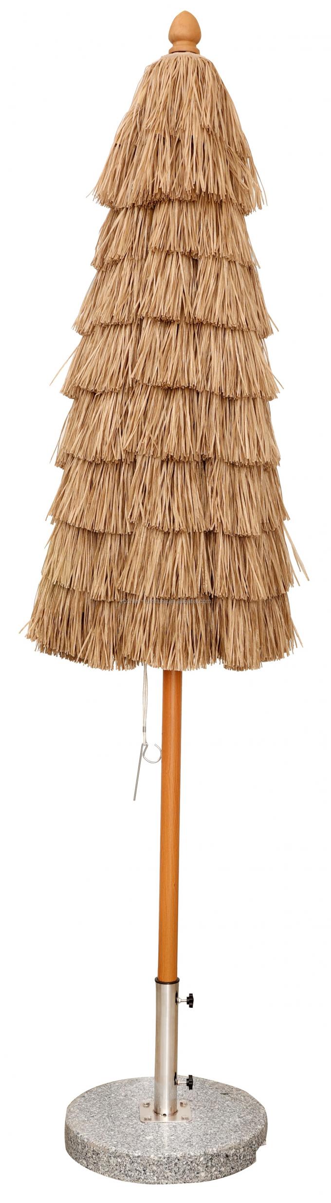Parapluie de plage en chaume de tiki avec poteau central en aluminium de 9 pieds, parapluie de plage en paille hula 1