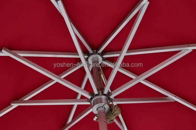 Housse de parasol rouge imperméable en polyester de 8 pieds, parasol de patio en aluminium avec mât central, parasol de pique-nique extérieur 2