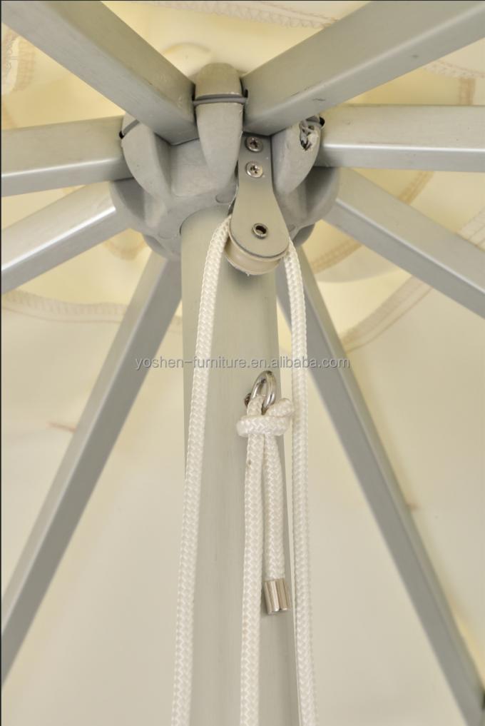 Parasol de plage à mât central en aluminium de 6,6 pieds, parasol de patio extérieur, cabane de villégiature, hôtel, parasol blanc 3