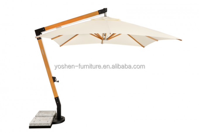 Parasol de plage à mât central en aluminium de 6,6 pieds, parasol de patio extérieur, cabane de villégiature, hôtel, parasol blanc 11