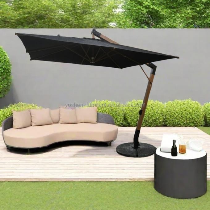 Parasol de jardin géant de 13 pieds, grand parasol noir, parasols de patio, parasols cantilever noirs géants de 4 m avec base 2