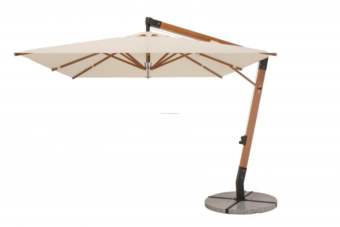 Parasol de plage avec poteau en aluminium aspect bois, parasol de jardin, parasol de patio 1