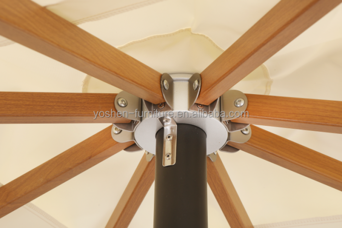 Parasol de plage avec poteau en aluminium aspect bois, parasol de jardin, parasol de patio 4