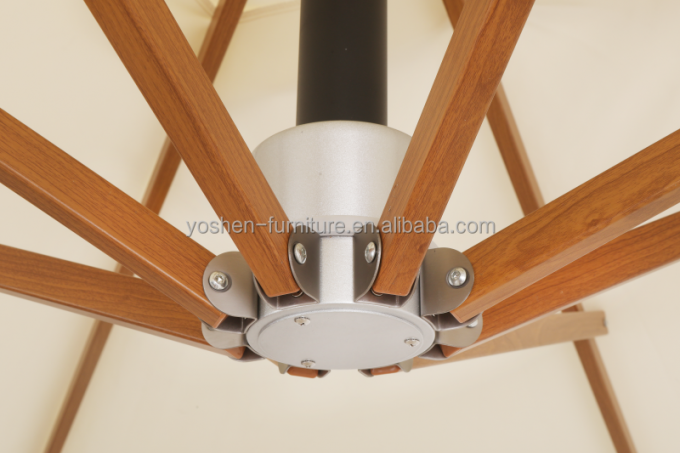 Parasol de plage avec poteau en aluminium aspect bois, parasol de jardin, parasol de patio 6