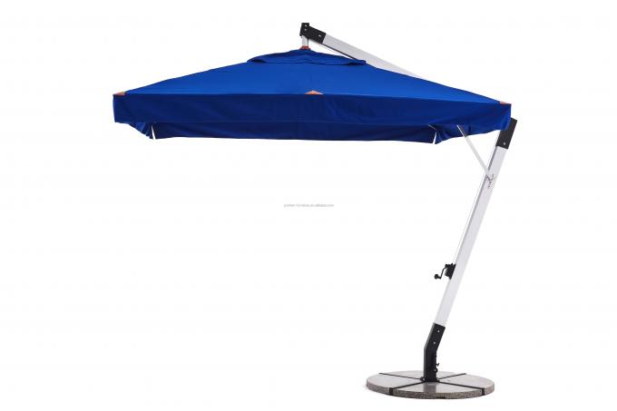 Parasol de plage robuste de 13 pieds résistant au vent, grand parasol cantilever carré extérieur avec franges 0