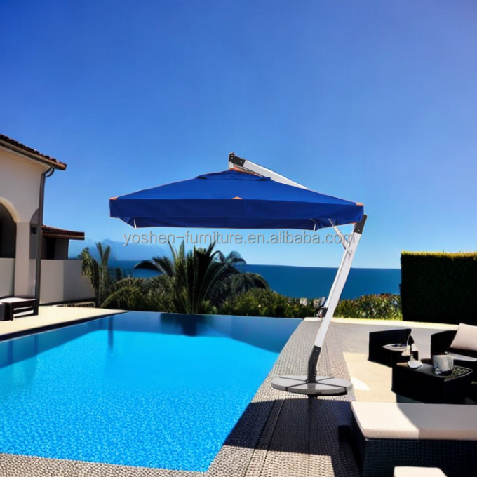 Piscine Patio Parapluie imperméable au jardin Café Parasol Logo Personnalisé Parapluie au porte-à-faux Avec Frange 1