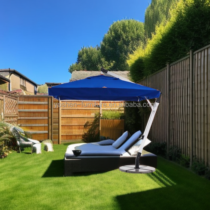 Piscine Patio Parapluie imperméable au jardin Café Parasol Logo Personnalisé Parapluie au porte-à-faux Avec Frange 2