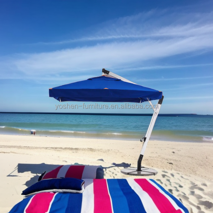Piscine Patio Parapluie imperméable au jardin Café Parasol Logo Personnalisé Parapluie au porte-à-faux Avec Frange 3