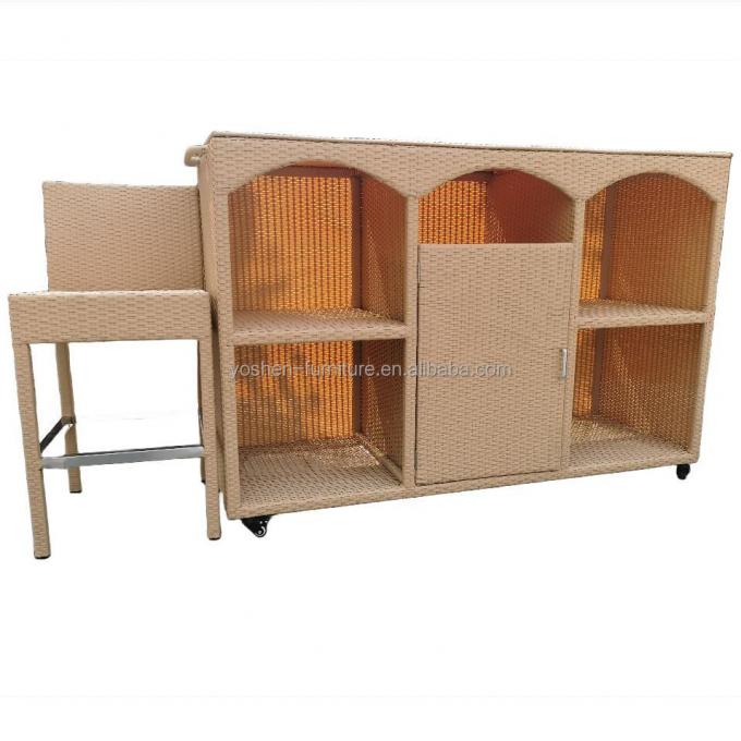 Organiseur de stockage en rotin en PE mobile personnalisé, résistant aux intempéries, hôtel de luxe, piscine, serviette et caisse 4