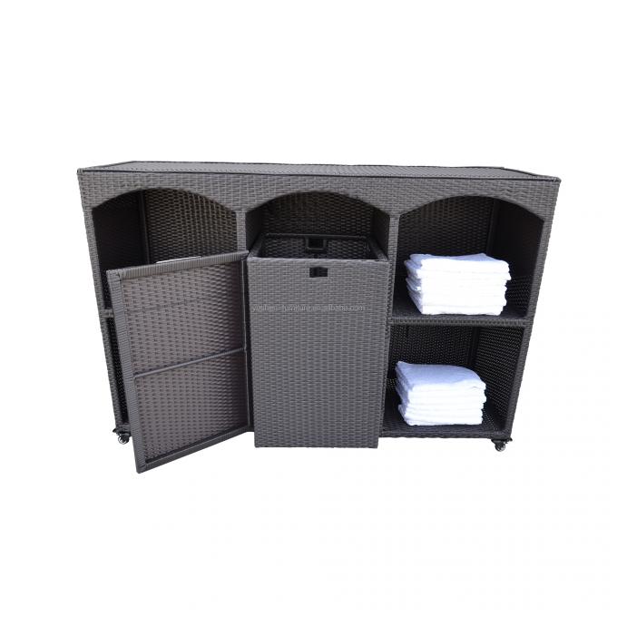 Accessoires de piscine Armoire de rangement en rotin Wicker Armoire à serviettes de piscine 2