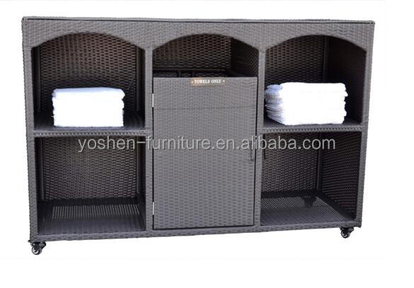 Chariot de rangement pour serviettes de spa de villégiature, armoire de rangement pour serviettes, chariot roulant pour hôtel, chariot de salle de bain avec bac 3