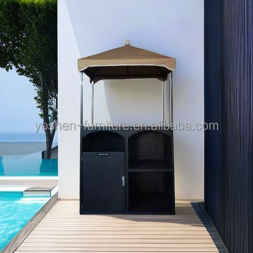 Meubles de piscine promotionnels Rattan Wicker serviette extérieure Cabana Resort Hotel Armoire à serviettes en aluminium au bord de la piscine 2