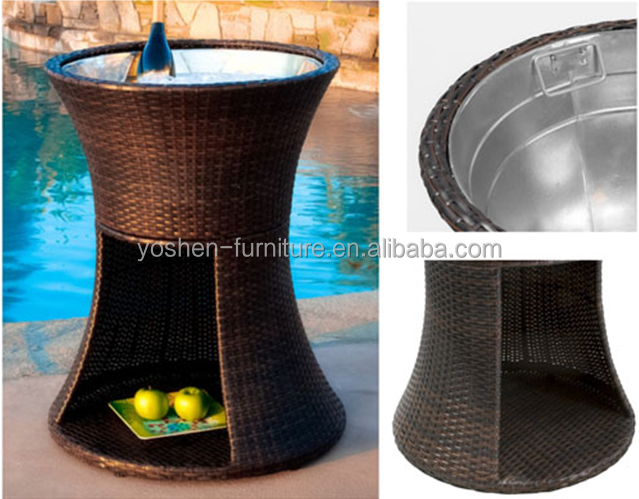 Meubles de piscine personnalisés en résine tressée, plastique, rotin, refroidisseur, refroidisseur de boissons de jardin en rotin 4